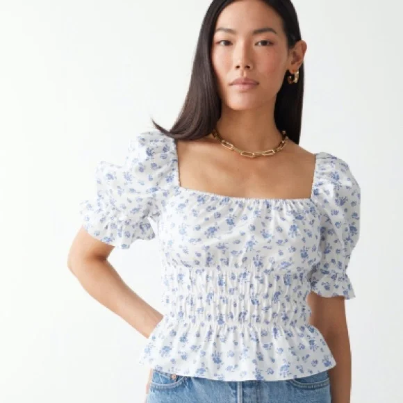 & other stories puff sleeve crop top